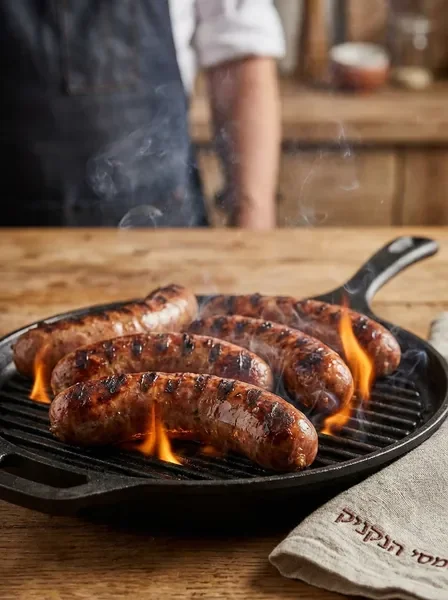 נקניקיות טריות על הגריל