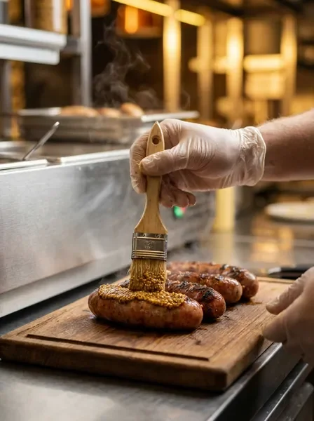 גימור נקניקיות עם חרדל איכותי